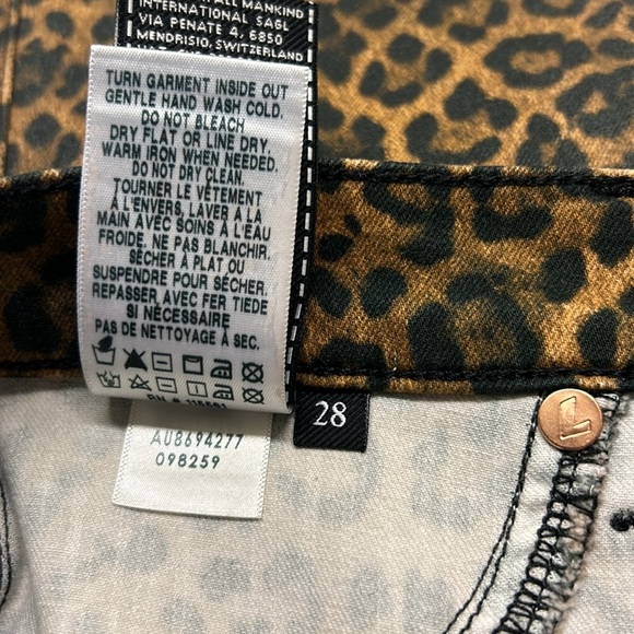 7 For All Mankind Anthropologie Leopard Print High Waist Slim Kick Jeans 28 - Picture 15 of 17